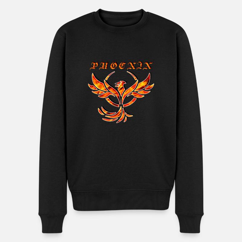 Flammender Phönix in Flammen - Männer Premium Bio Pullover - Schwarz