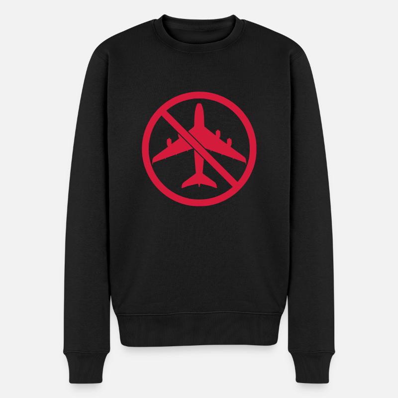 Schild Kein Flugzeug - Männer Premium Bio Pullover - Schwarz