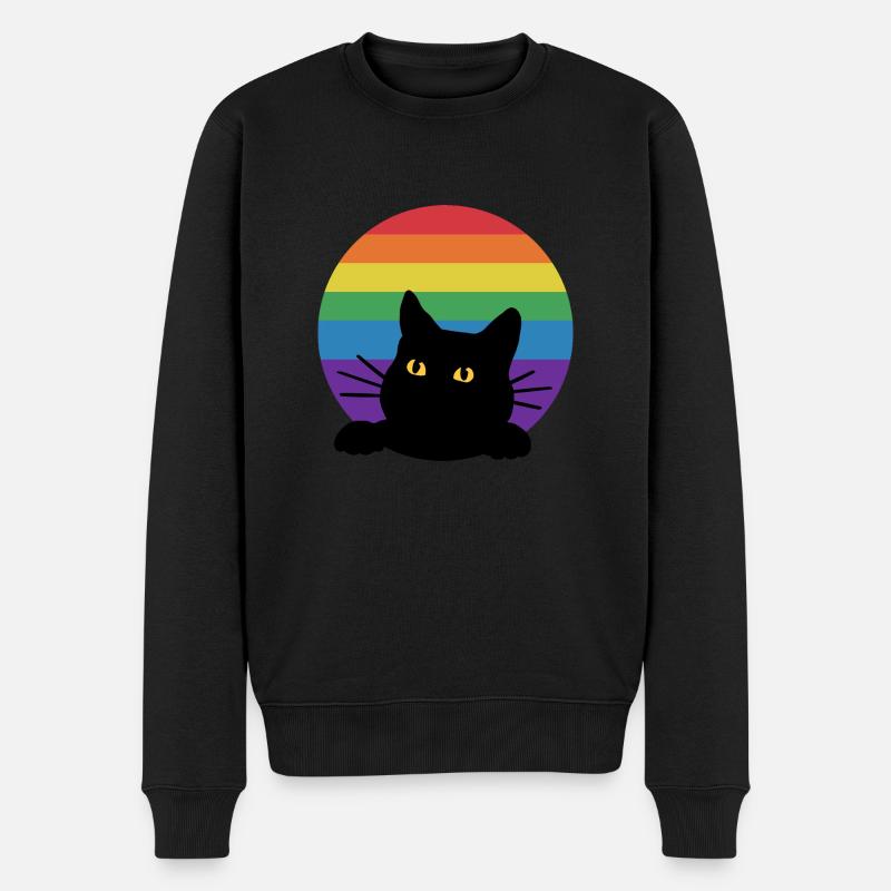 Rainbow cat - Men's Premium Organic Jumper - black