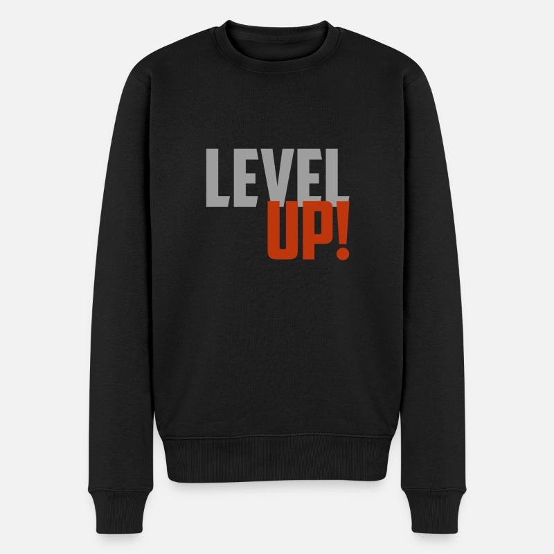 Aufleveln! - Männer Premium Bio Pullover - Schwarz
