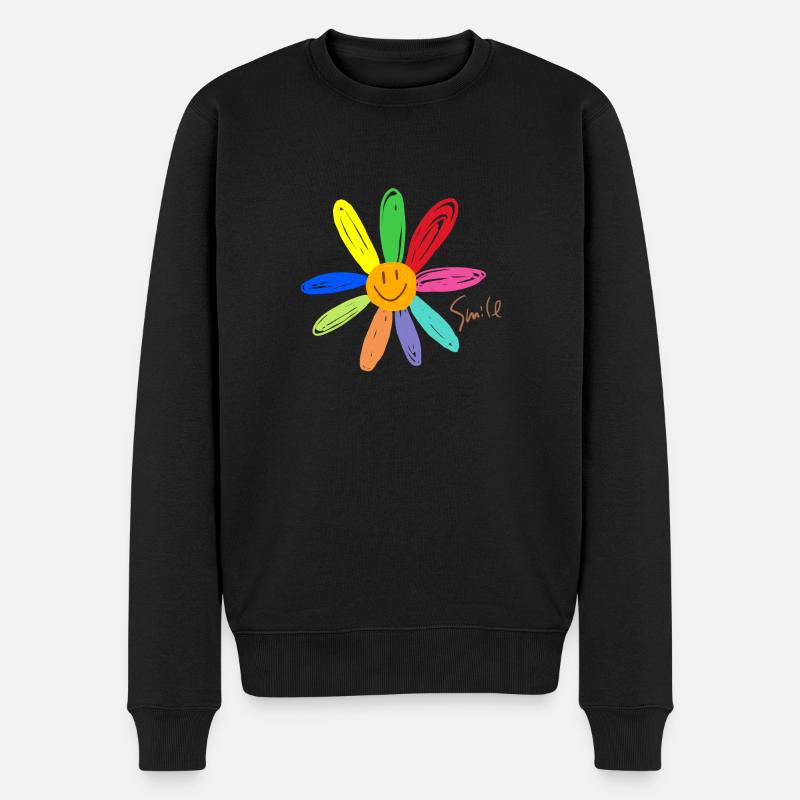 Smile flower - Männer Premium Bio Pullover - Schwarz