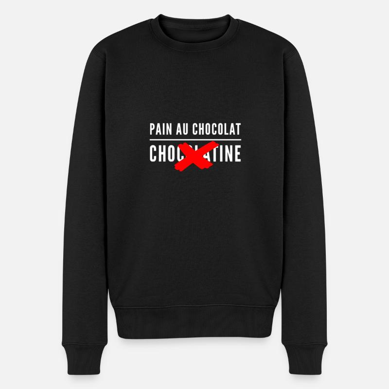 Pain au chocolat/chocolatine - Pull Premium bio Homme - noir