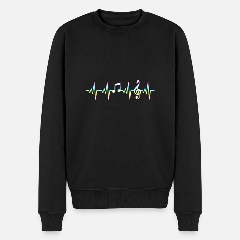 Musik Herzschlag - Männer Premium Bio Pullover - Schwarz
