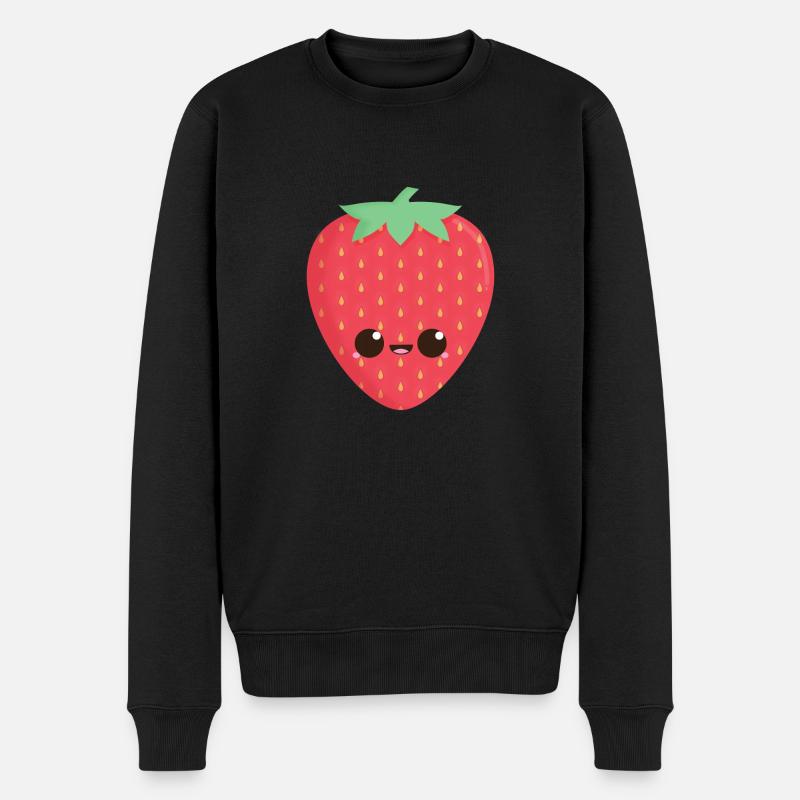 Kawaii Erdbeere - Männer Premium Bio Pullover - Schwarz