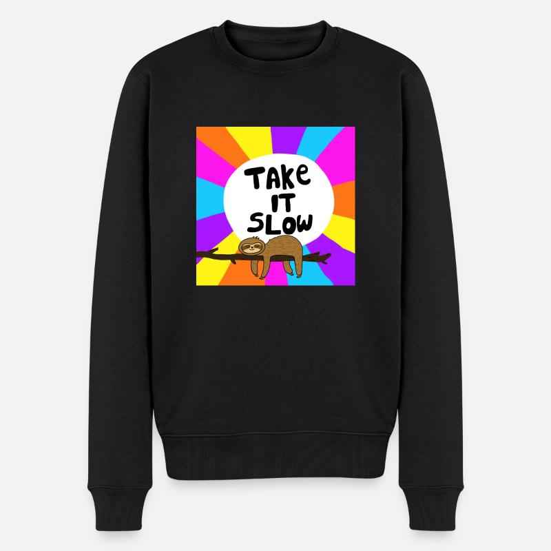 Nimm es langsam Faultier - Männer Premium Bio Pullover - Schwarz