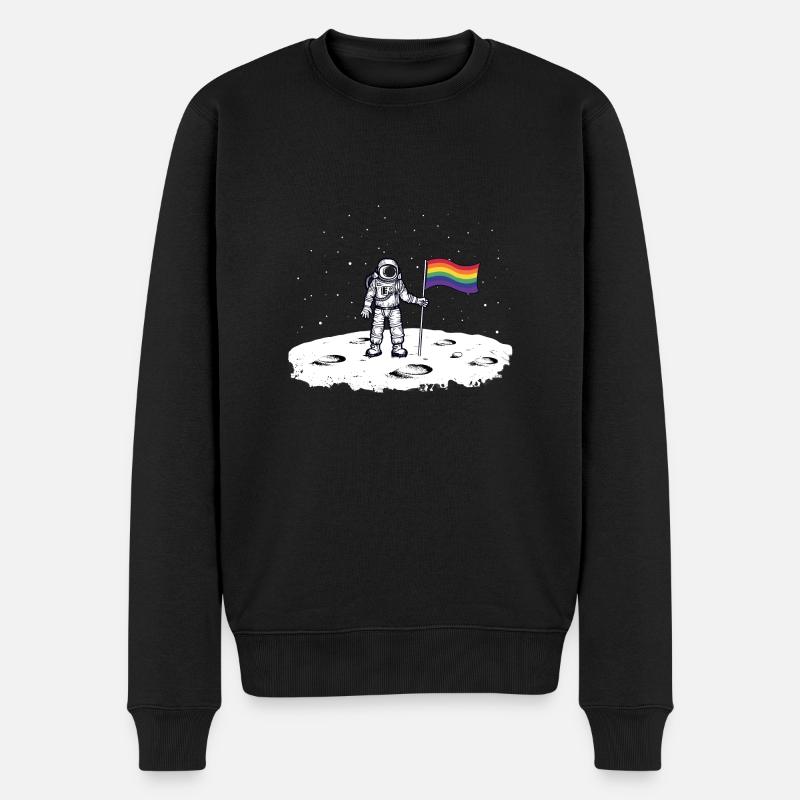 Astronaut Regenbogenflagge - Männer Premium Bio Pullover - Schwarz