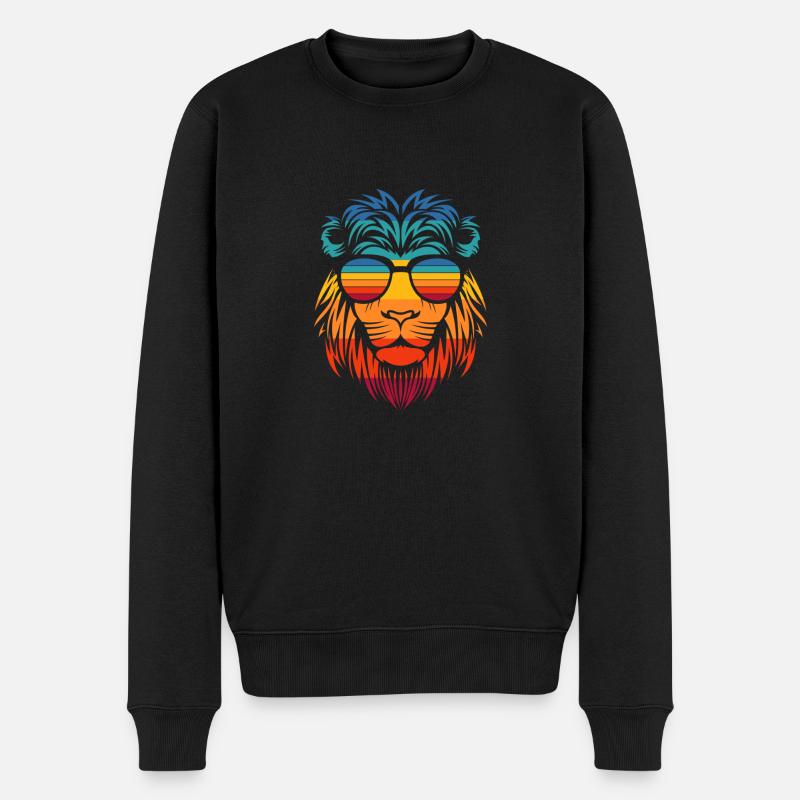 Lion stickers - Pull Premium bio Homme - noir