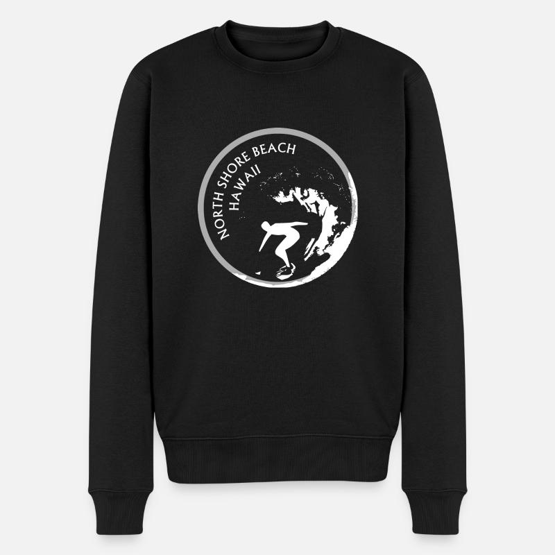 North Shore Beach, Hawaii, Surfer surft - Männer Premium Bio Pullover - Schwarz