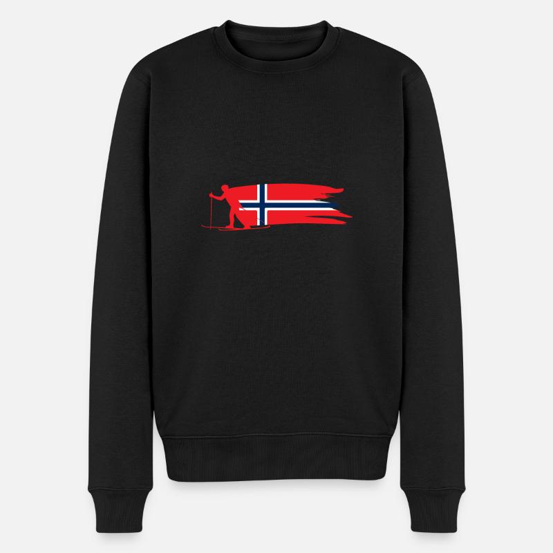 Ski Langlauf Skifahren Norwegen Skifahrer Geschenk - Männer Premium Bio Pullover - Schwarz