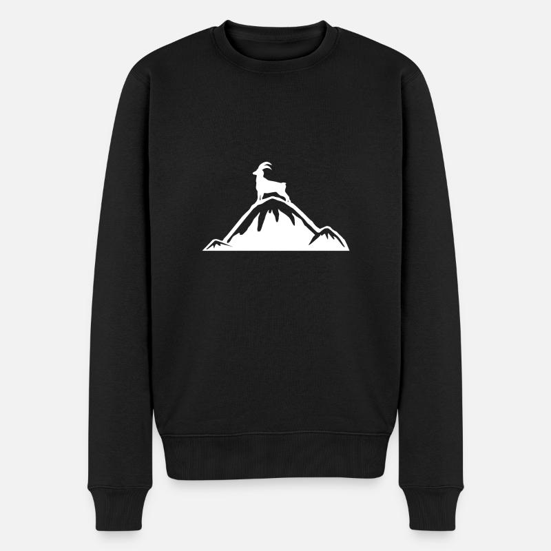 Alpen Steinbock Bergsteigen Geschenkidee - Männer Premium Bio Pullover - Schwarz
