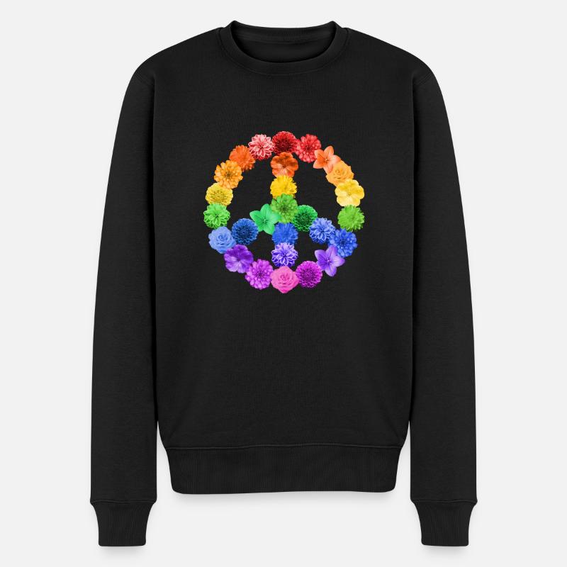 Fleurs Peace Flowerpower - Pull Premium bio Homme - noir
