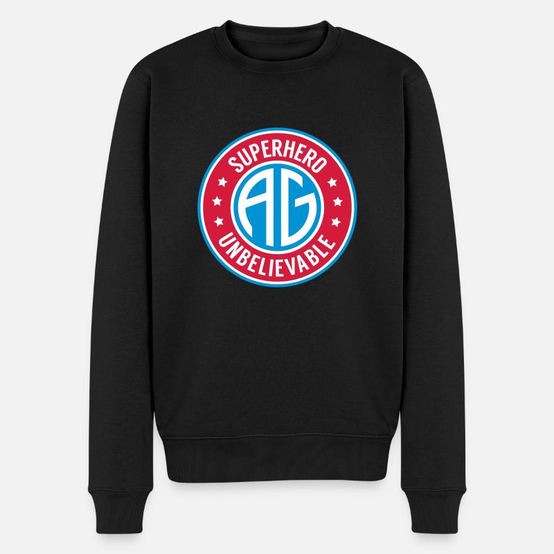 Super heros initial AG - Männer Premium Bio Pullover - Schwarz