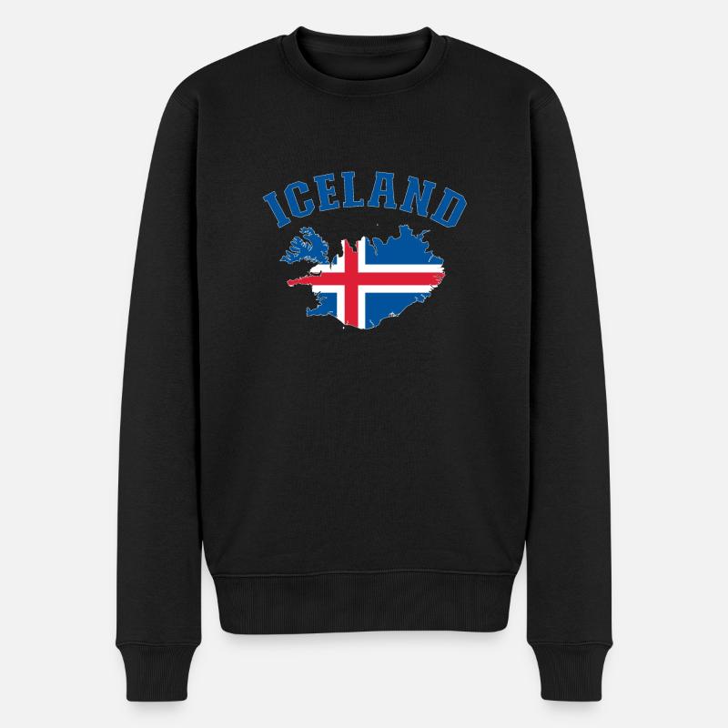 Island Flagge Landkarte - Männer Premium Bio Pullover - Schwarz
