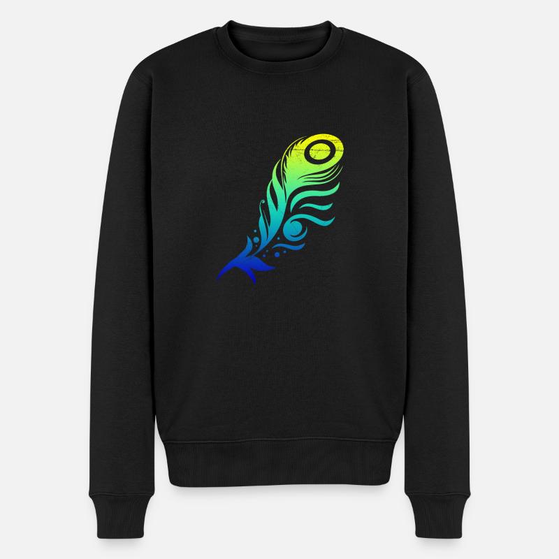 Pfauenfeder Feder Tribal Tattoo Geschenkidee - Männer Premium Bio Pullover - Schwarz