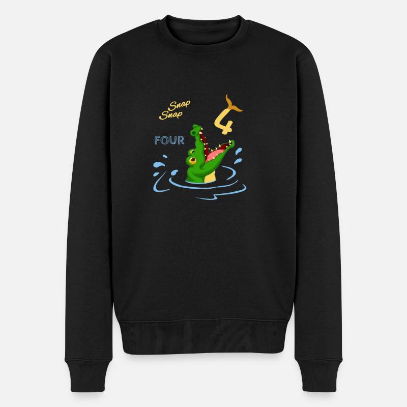 T-shirt d’anniversaire 4 ans Jeune Alligator Crocodile - Pull Premium bio Homme - noir