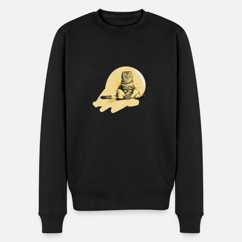cat - Männer Premium Bio Pullover - Schwarz