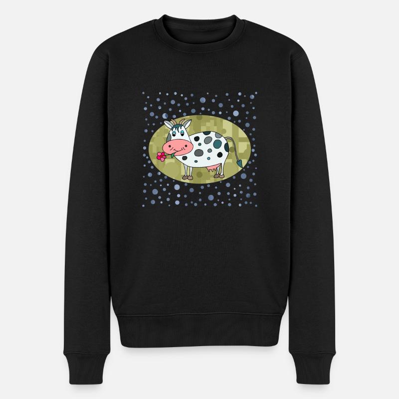 Kuh - Männer Premium Bio Pullover - Schwarz