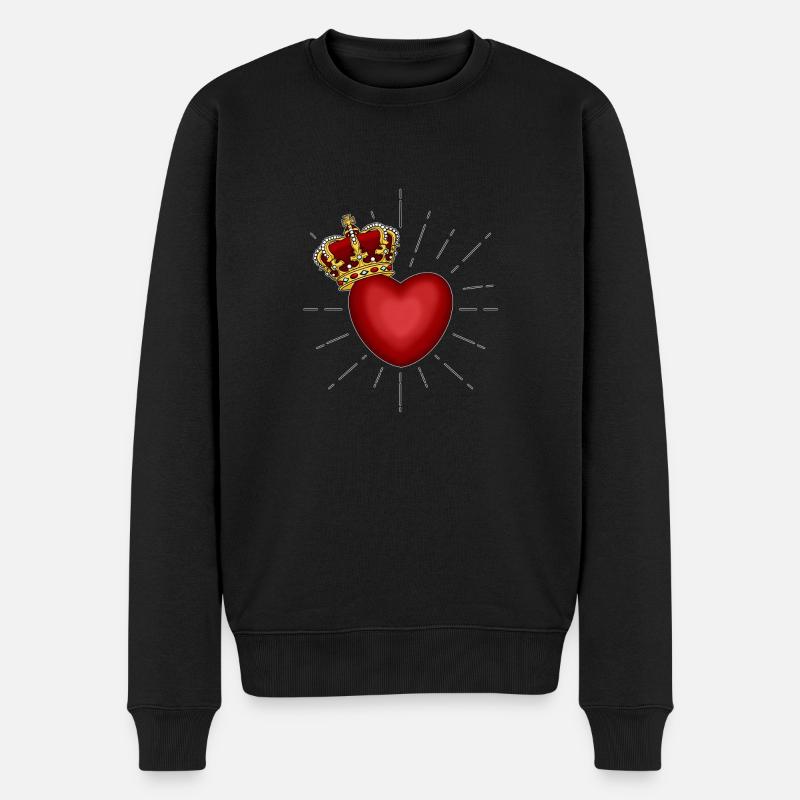Heart with crown - Tattoo Inspired Design - Männer Premium Bio Pullover - Schwarz