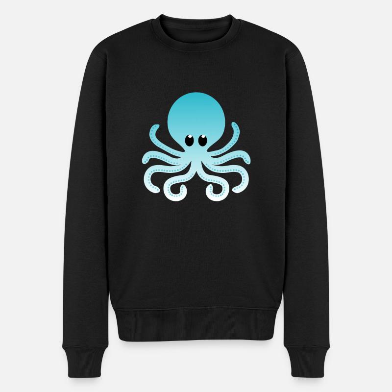 Himmelblau Ombre Oktopus - Männer Premium Bio Pullover - Schwarz