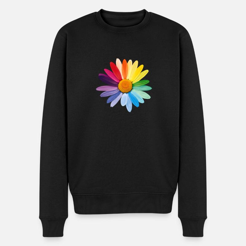 Margerite Gänseblümchen Regenbogenfarben Pride Gay - Männer Premium Bio Pullover - Schwarz