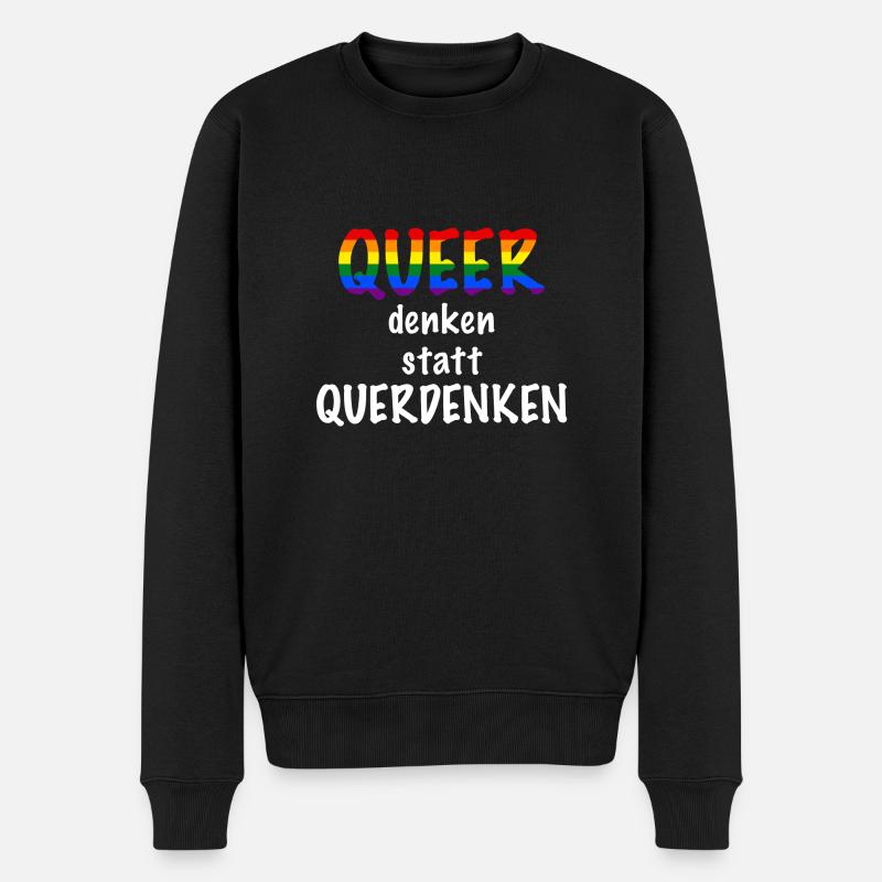 Queer denken statt Querdenken (White) - Männer Premium Bio Pullover - Schwarz