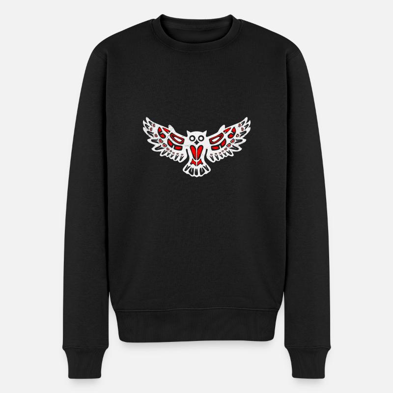 Haida Eule Native American Tribal Tattoo Geschenk - Männer Premium Bio Pullover - Schwarz