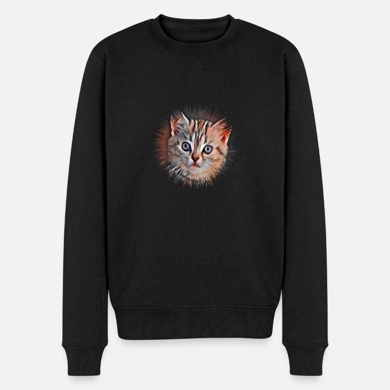 Katze - Männer Premium Bio Pullover - Schwarz