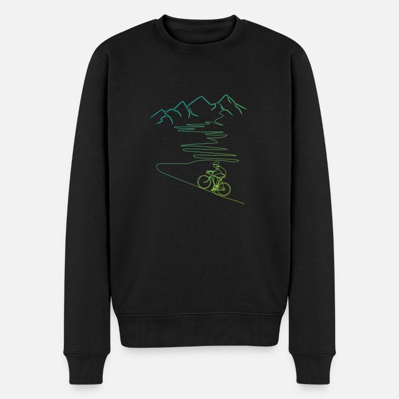 Rennrad mit Berg, Alpenpass, Serpentinen - Männer Premium Bio Pullover - Schwarz