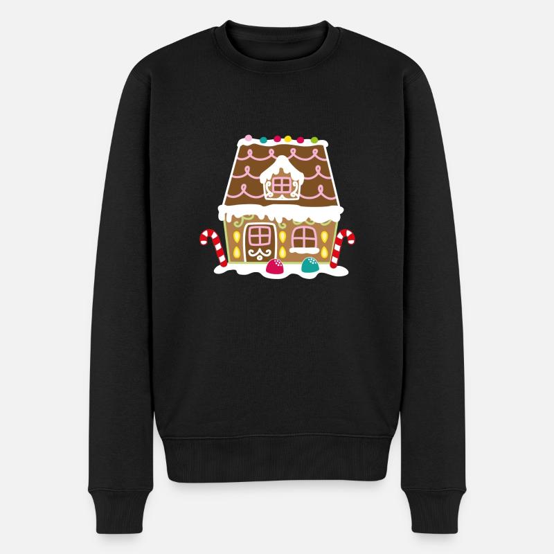 Lebkuchenhaus - gingerbread house - Hexenhäuschen - Männer Premium Bio Pullover - Schwarz