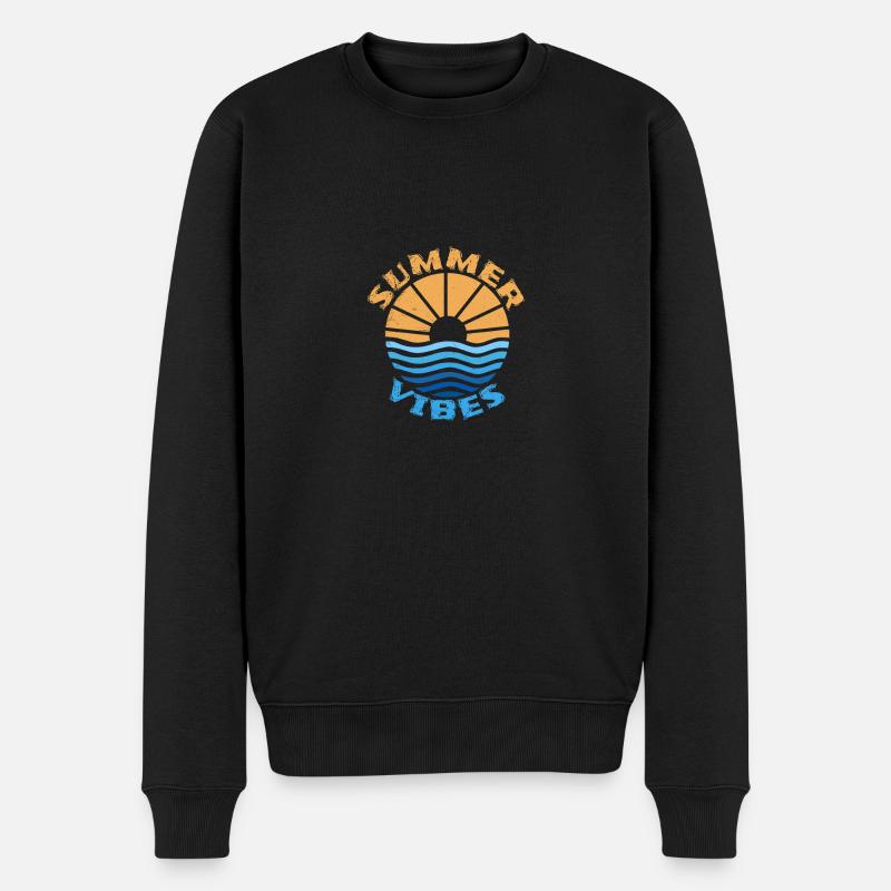 Sommer Vibes Sonnenschein und Ozean Geschenkidee - Männer Premium Bio Pullover - Schwarz
