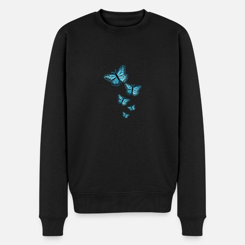 Schmetterling Blau Monarch Schmetterlinge Tattoo - Männer Premium Bio Pullover - Schwarz