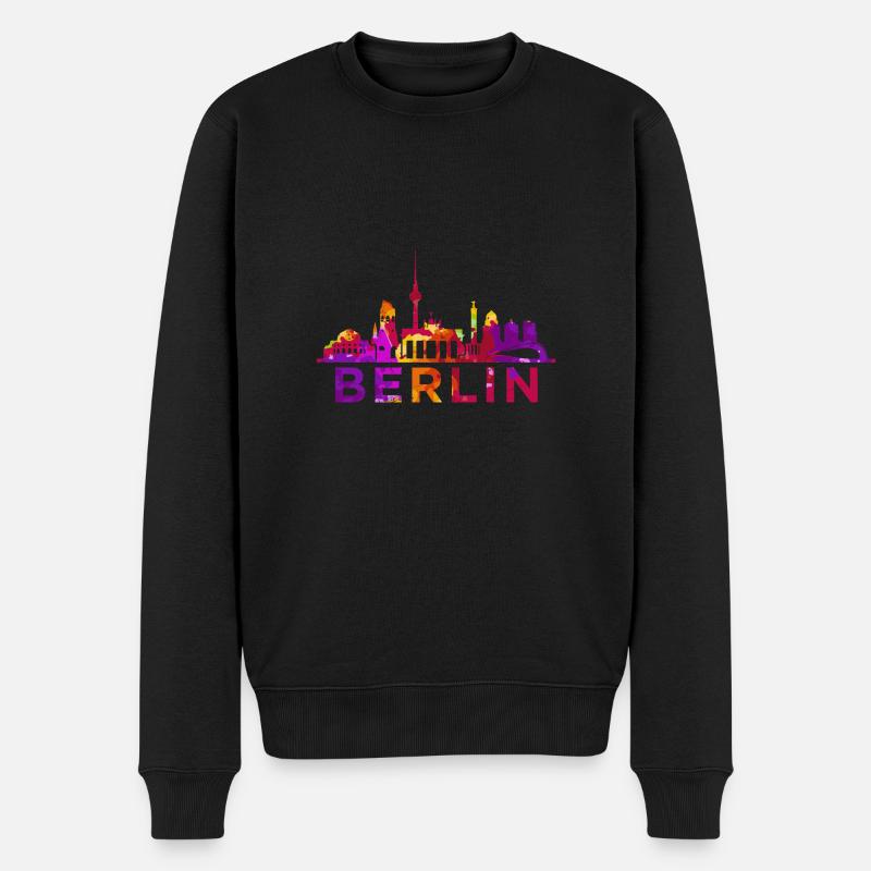 Berlin Skyline Impression Souvenir Geschenkidee - Männer Premium Bio Pullover - Schwarz