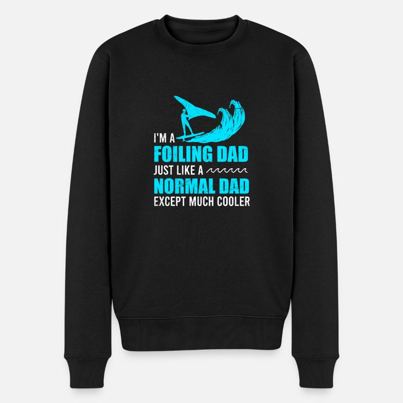 Surfeur Je suis un papa foiling Tout comme un père normal - Pull Premium bio Homme - noir