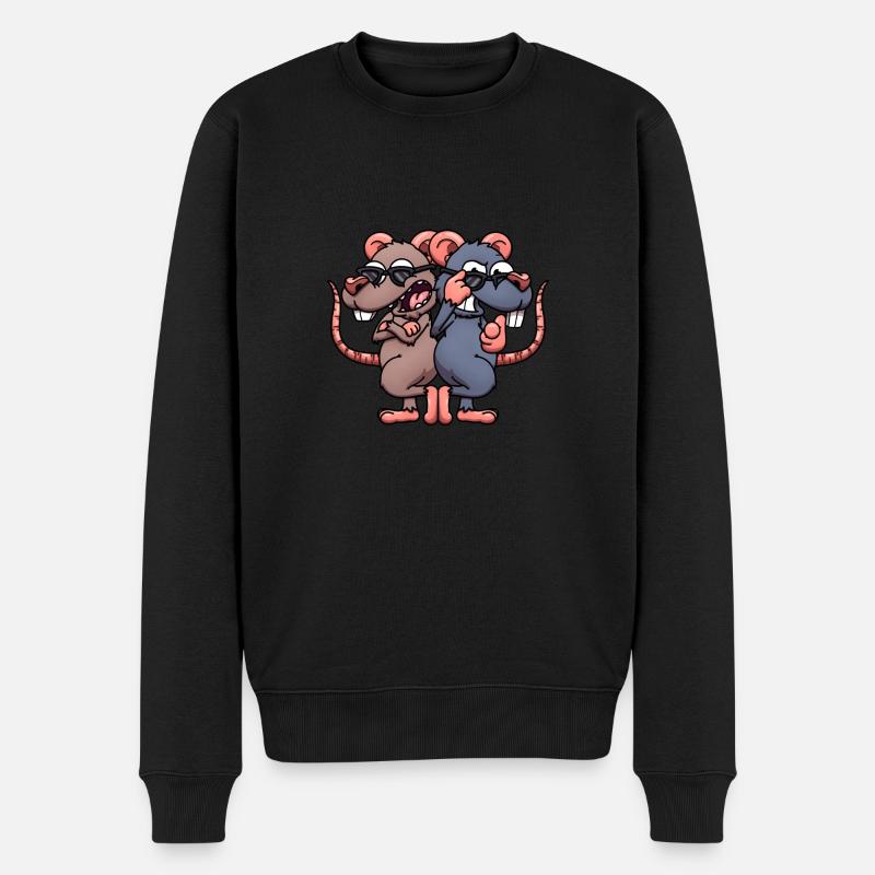 Coole Ratten mit Sonnenbrille - Männer Premium Bio Pullover - Schwarz
