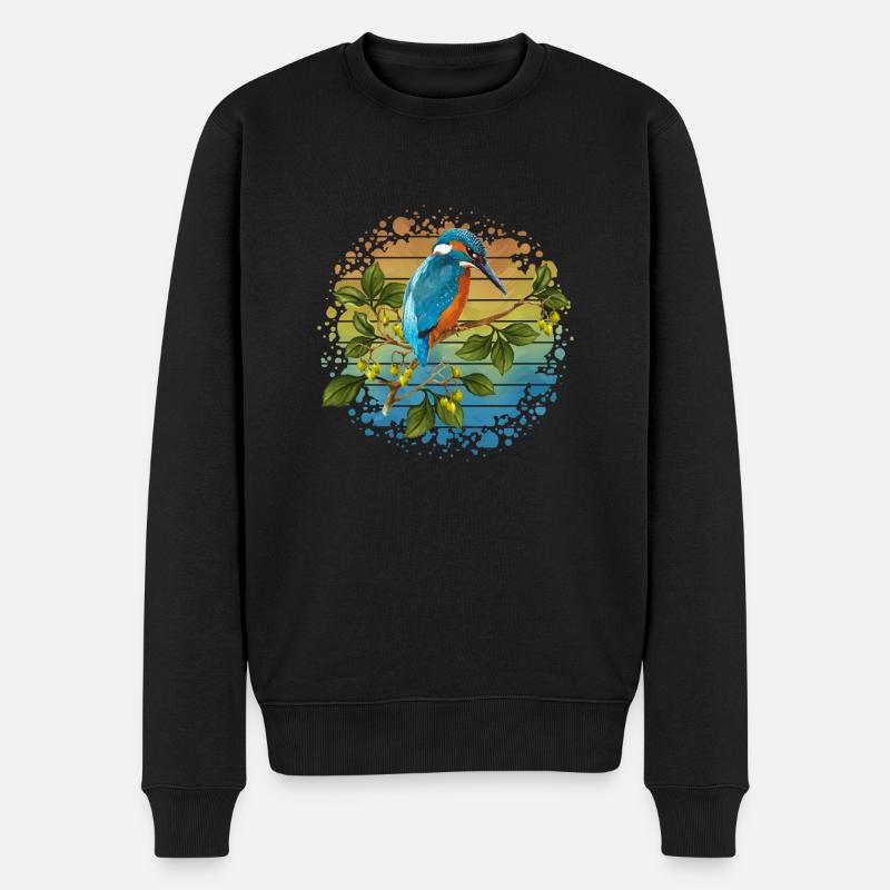 Bunter Vogel - Männer Premium Bio Pullover - Schwarz