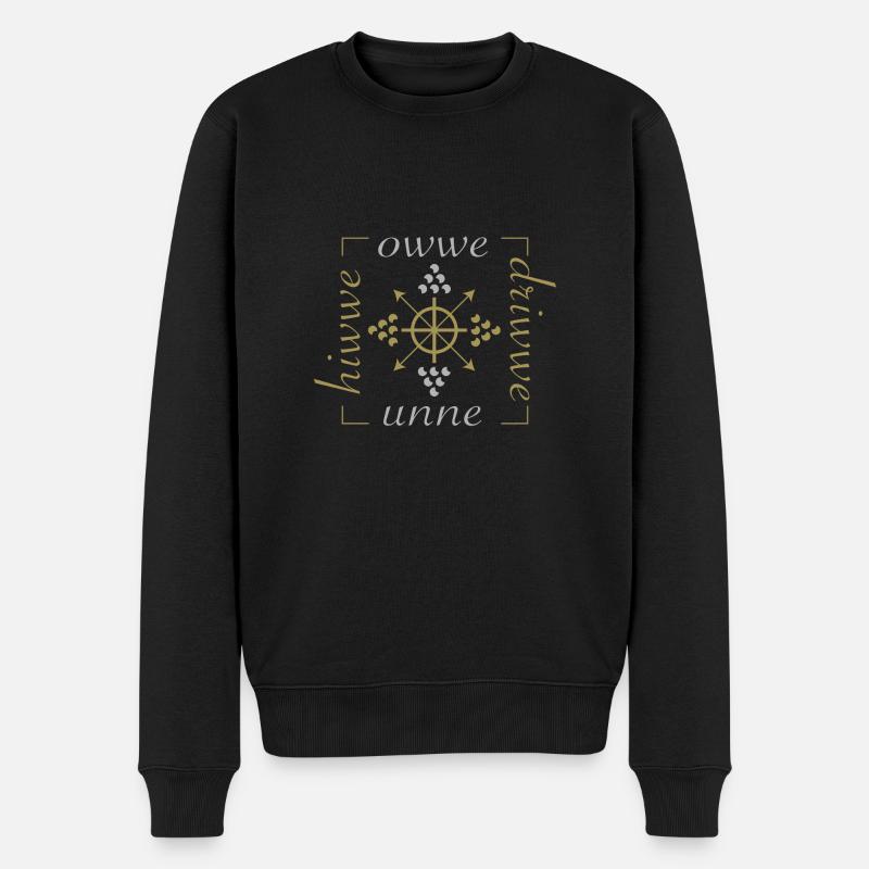 owwe-unne-hiwwe-driwwe - Männer Premium Bio Pullover - Schwarz