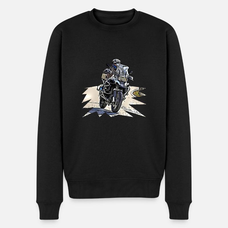 Adventure Bike Kurve - Männer Premium Bio Pullover - Schwarz