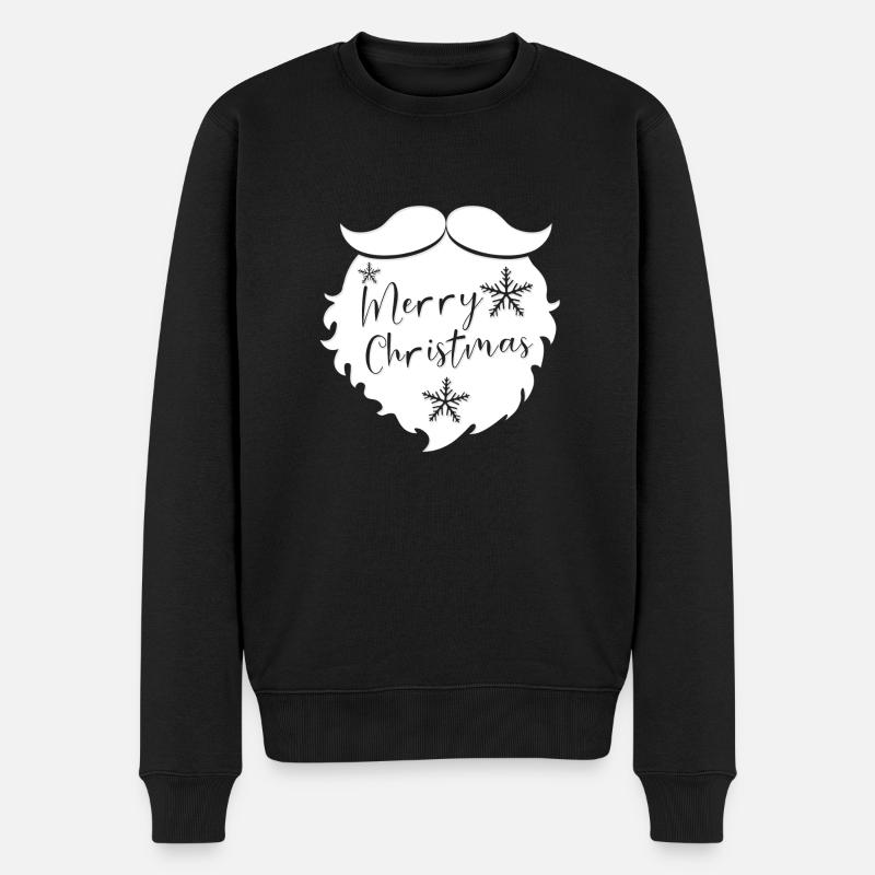 Weihnachtsmann Bart - Frohe Weihnachten - Männer Premium Bio Pullover - Schwarz