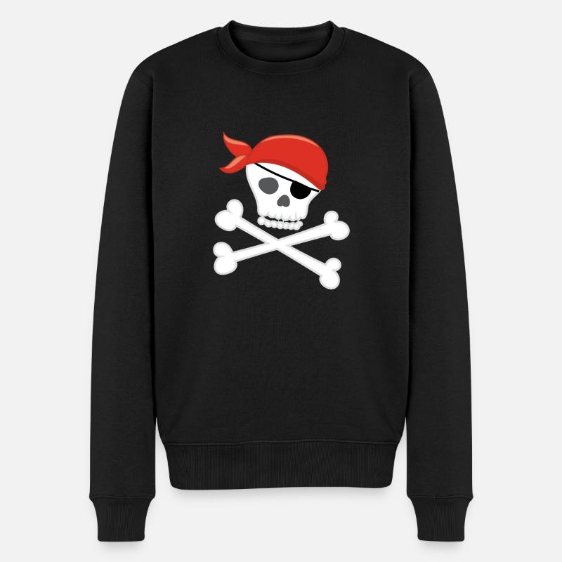 Piratenkopf - Männer Premium Bio Pullover - Schwarz
