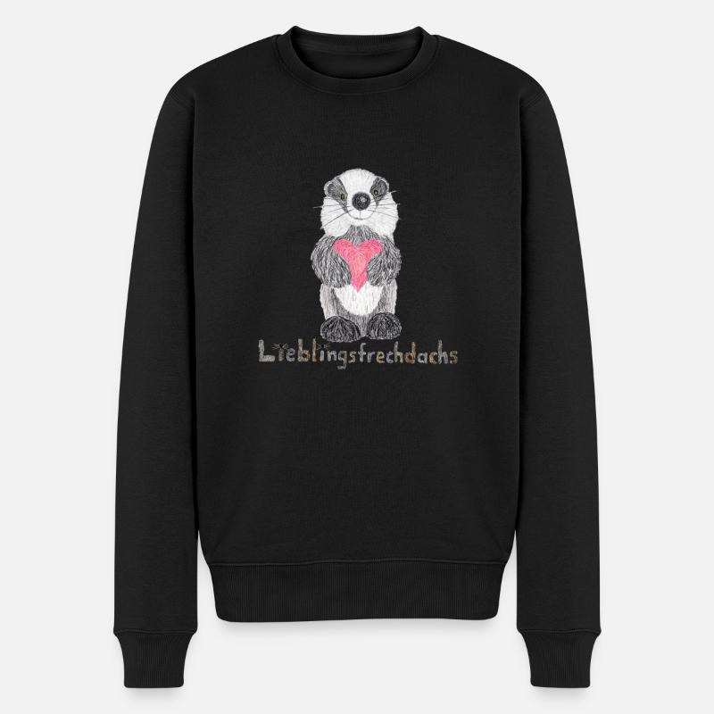 Lieblingsfrechdachs mit Herz - Männer Premium Bio Pullover - Schwarz