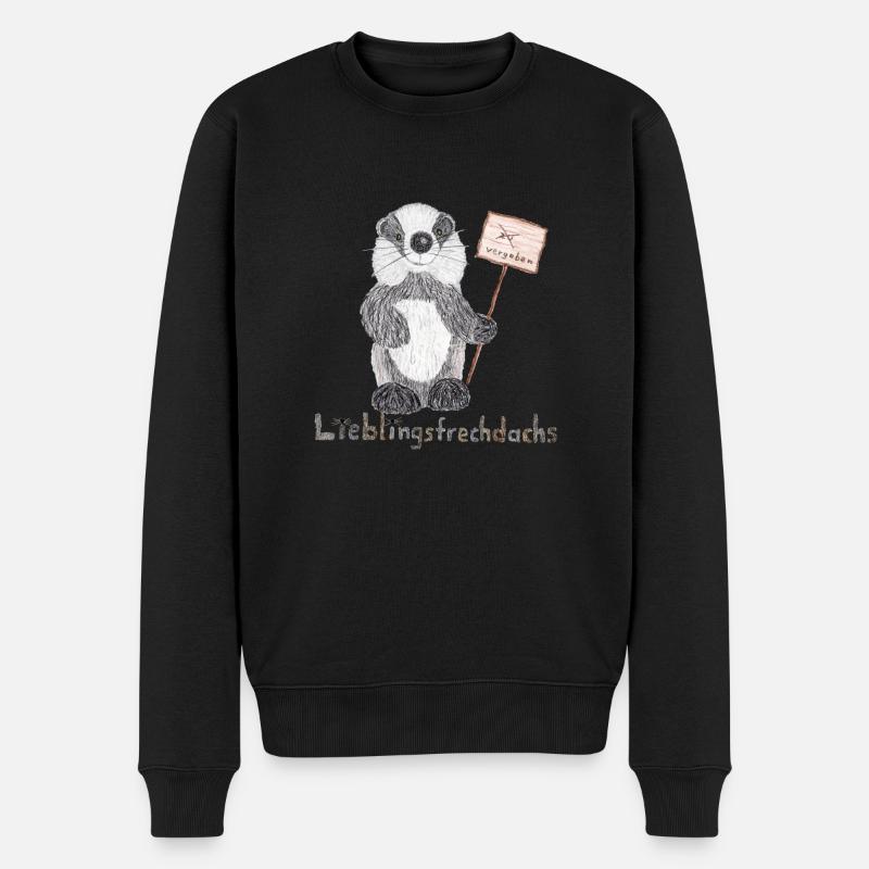 Lieblingsfrechdachs mit Schild "vergeben" - Männer Premium Bio Pullover - Schwarz