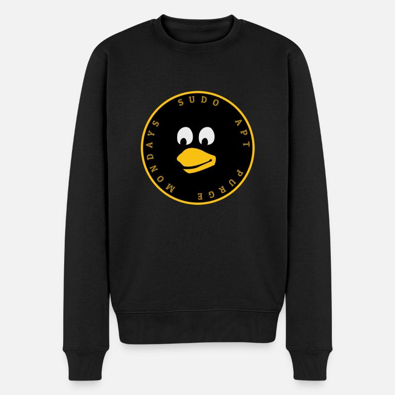 Linux Pinguin Tux Design - Männer Premium Bio Pullover - Schwarz