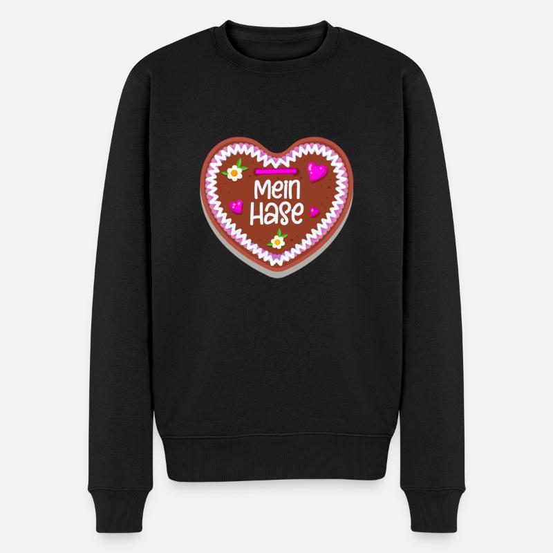 Mein Hase Lebkuchenherz - Männer Premium Bio Pullover - Schwarz