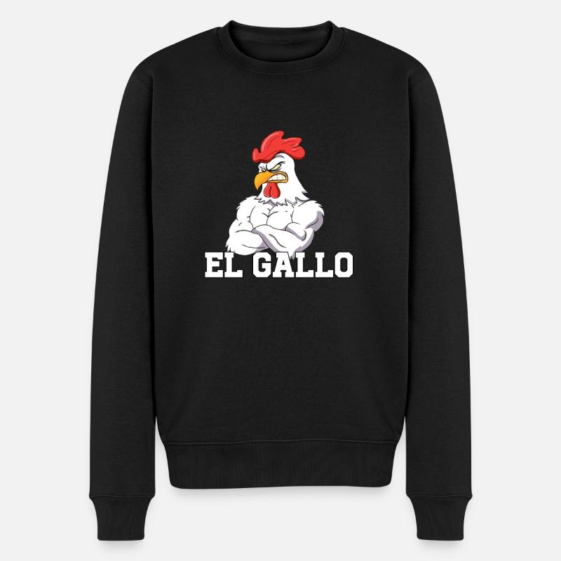 der Hahn - Männer Premium Bio Pullover - Schwarz