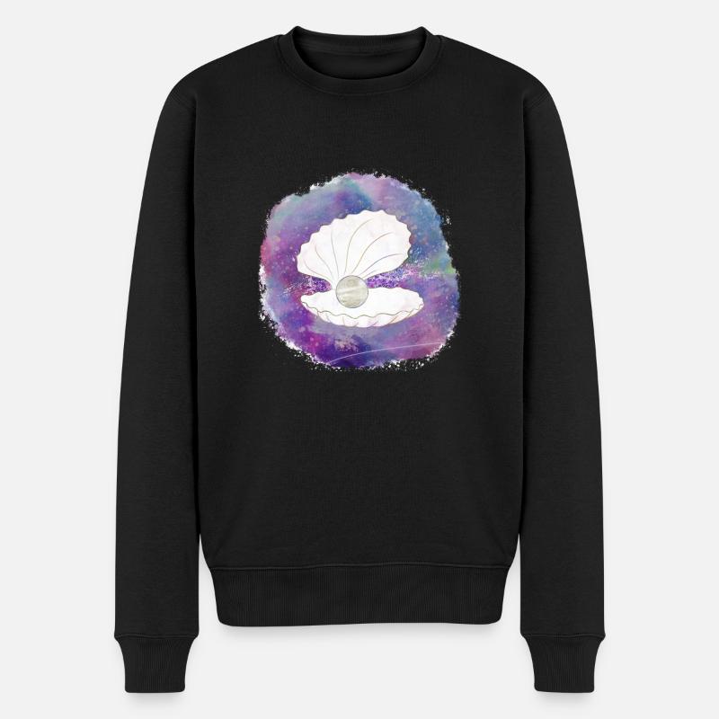 Muschel magische Perle - Männer Premium Bio Pullover - Schwarz