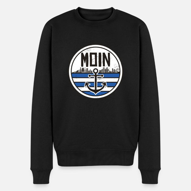 Moin Ihr Spacken Hamburg Norddeutschland Geschenk - Männer Premium Bio Pullover - Schwarz