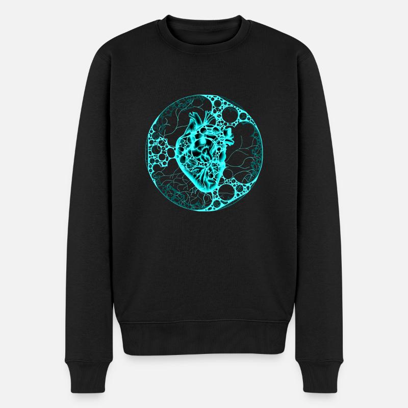 Coeur, Sphère, Turquoise - Pull Premium bio Homme - noir