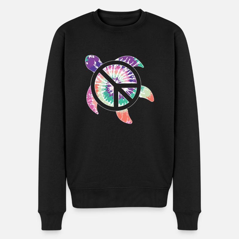 Peace Schildkröte - Männer Premium Bio Pullover - Schwarz