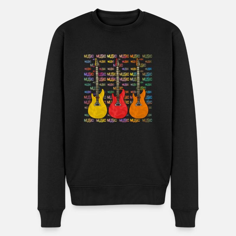 Gitarren - Männer Premium Bio Pullover - Schwarz