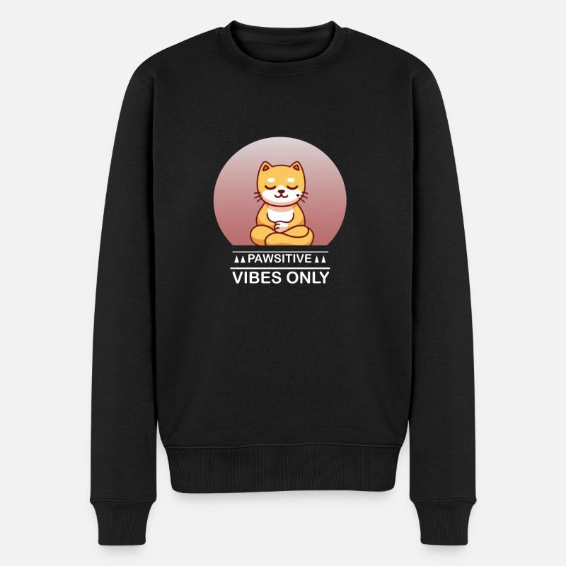 pawsitive vibes only meditation yoga Katze - Männer Premium Bio Pullover - Schwarz